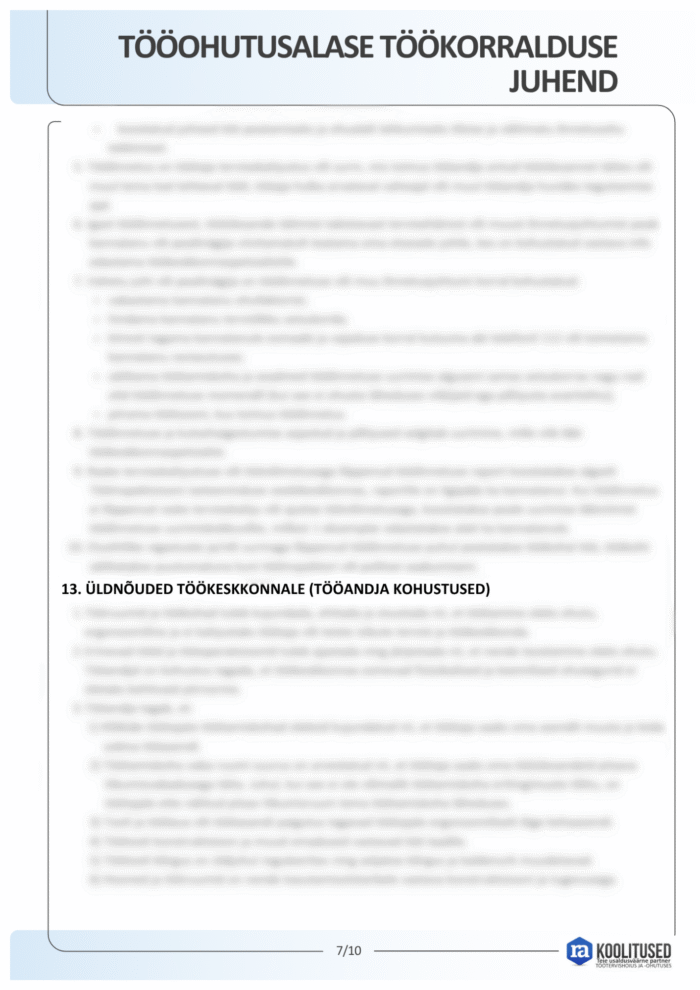 Tööohutusalase töökorralduse juhend - Image 7