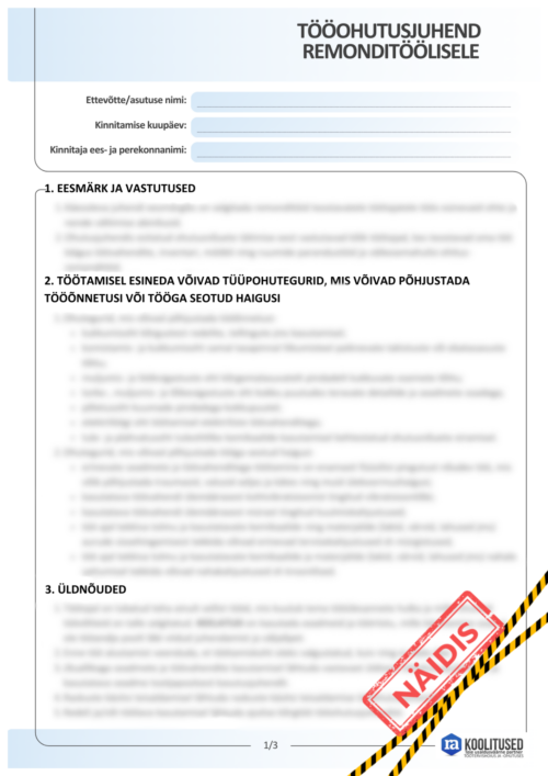 Tööohutusjuhend remonditöölisele