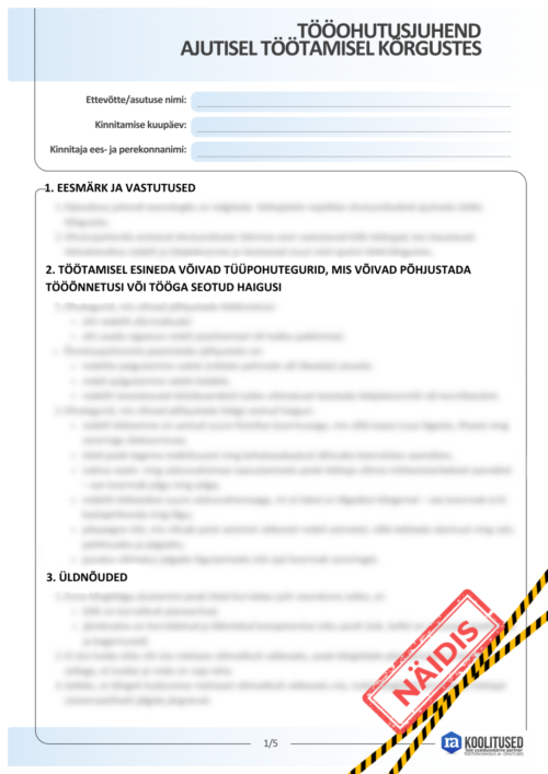 Tööohutusjuhend ajutisel töötamisel kõrgustes