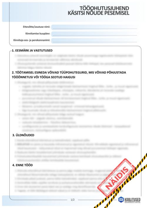 Tööohutusjuhend käsitsi nõude pesemisel