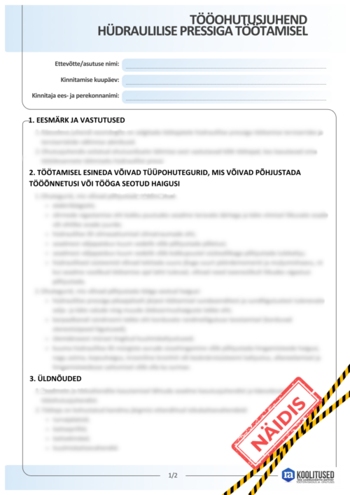 Tööohutusjuhend hüdraulilise pressiga töötamisel